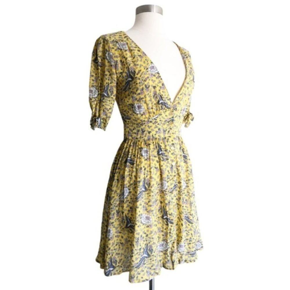 AUGUSTE X REVOLVE Valentina Boho Mini Dress in Floral Bird Yellow US Size 2 - Picture 10 of 13